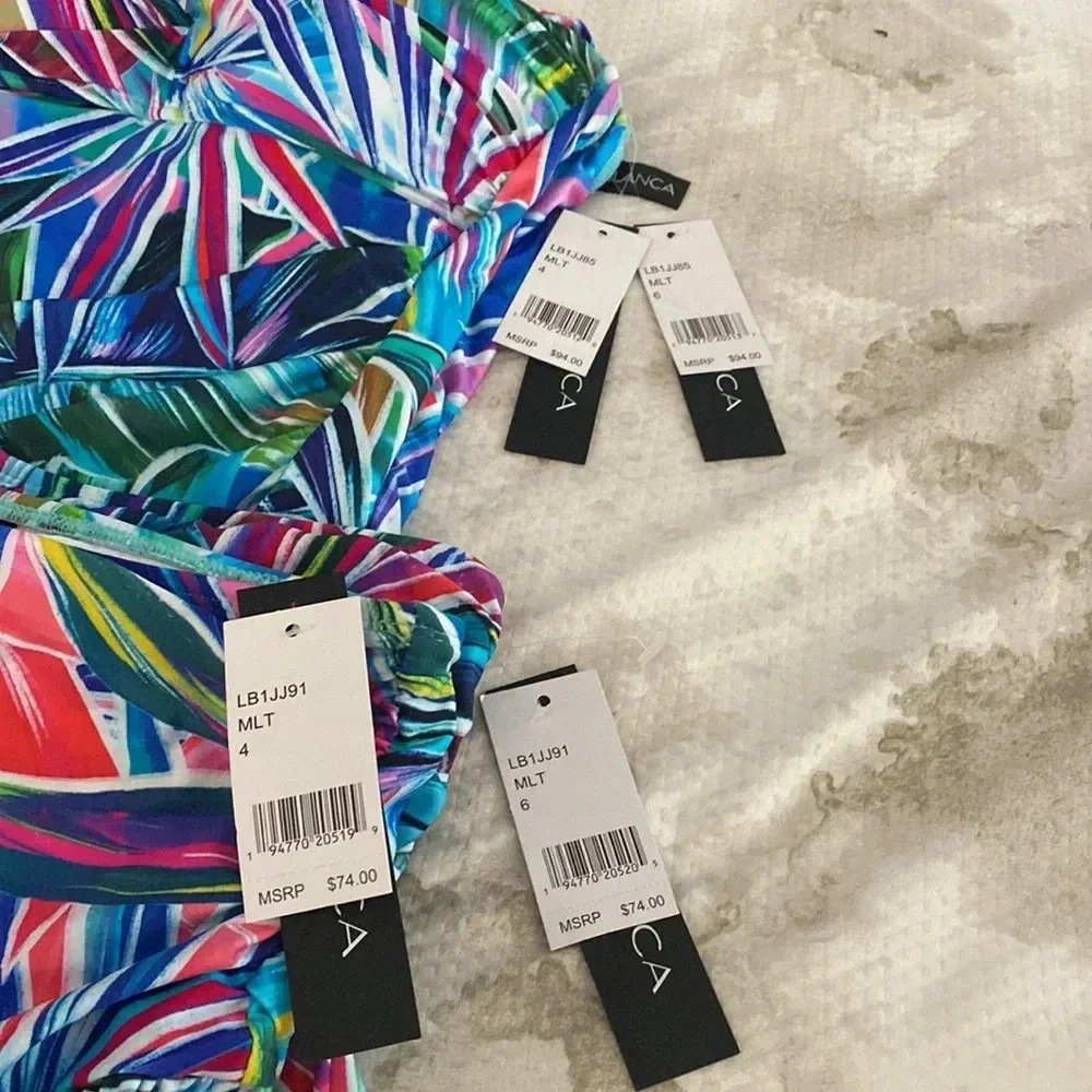 La Blanca Palm Opulence Twist Bandini Top & Skirted Ruffle Hipster Bikini Bottom - Picture 10 of 10